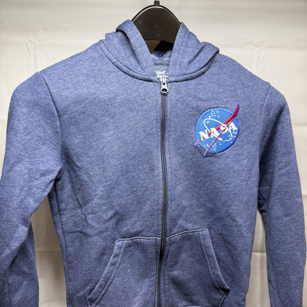 Cat & Jack Boys NASA Blue Full Zip Fleece Hoodie Pockets Logo S 6/7